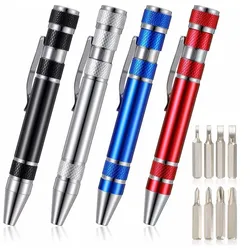 Hot Portable 8 in 1 Aluminum Pen Style Screw Driver Multi-Tool Precision Mobile phone Repair Tool Kit Screwdriver Set Bits