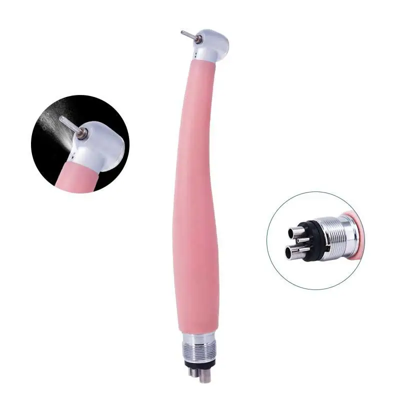 Rosa Handpiece Dental com Rolamentos Cerâmicos, Água Spray Botão, Caneta de Alta Rotação, 2, 4 Buraco, Alta Velocidade, Odontologia, Nanoweb, Botão