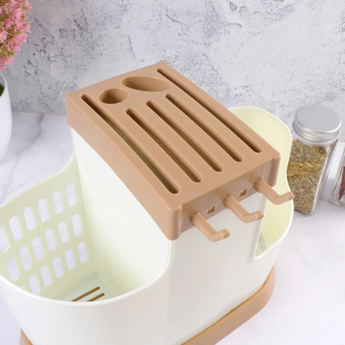 

Red Plastic Kitchen Chopsticks Rack Spoon Storage Holder Drain Drying Organizer Tableware Container For Home Restaurant