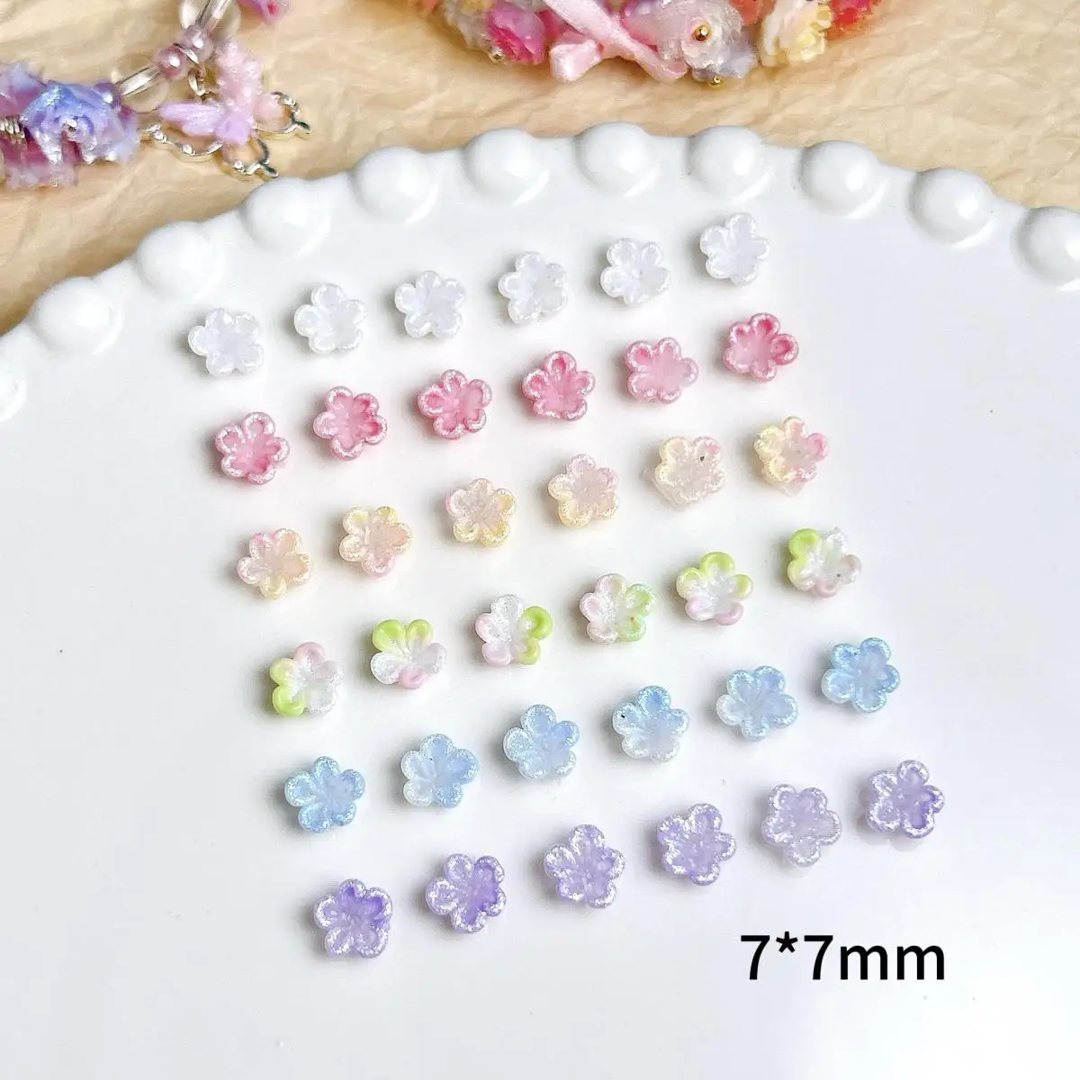 60 uds. De dijes para uñas de flores suaves de cinco pétalos, flores luminosas coloridas 3D, decoraciones artísticas para uñas DIY, suministros para uñas