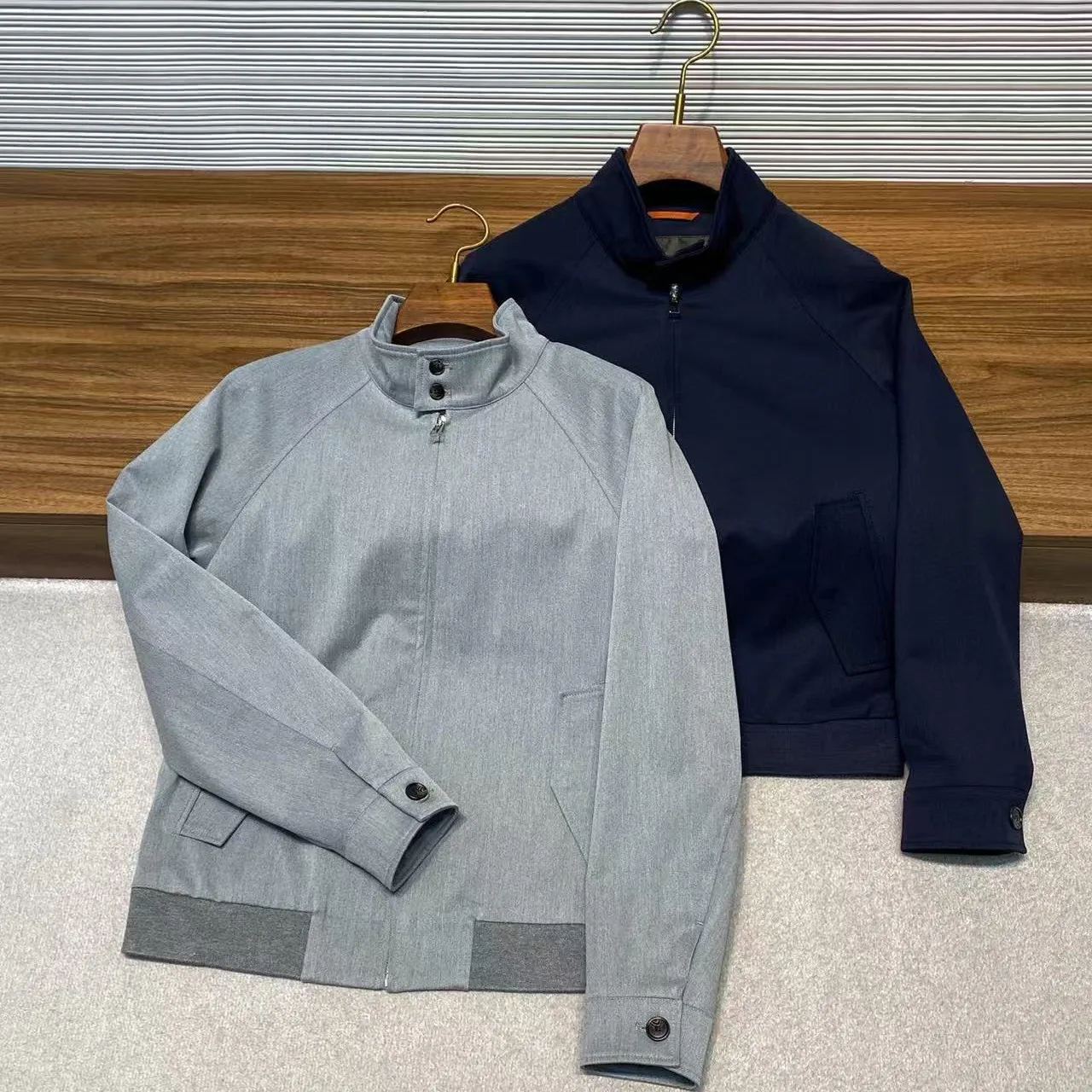 

Italian LP old money style Lyocell blend stand-up collar jacket