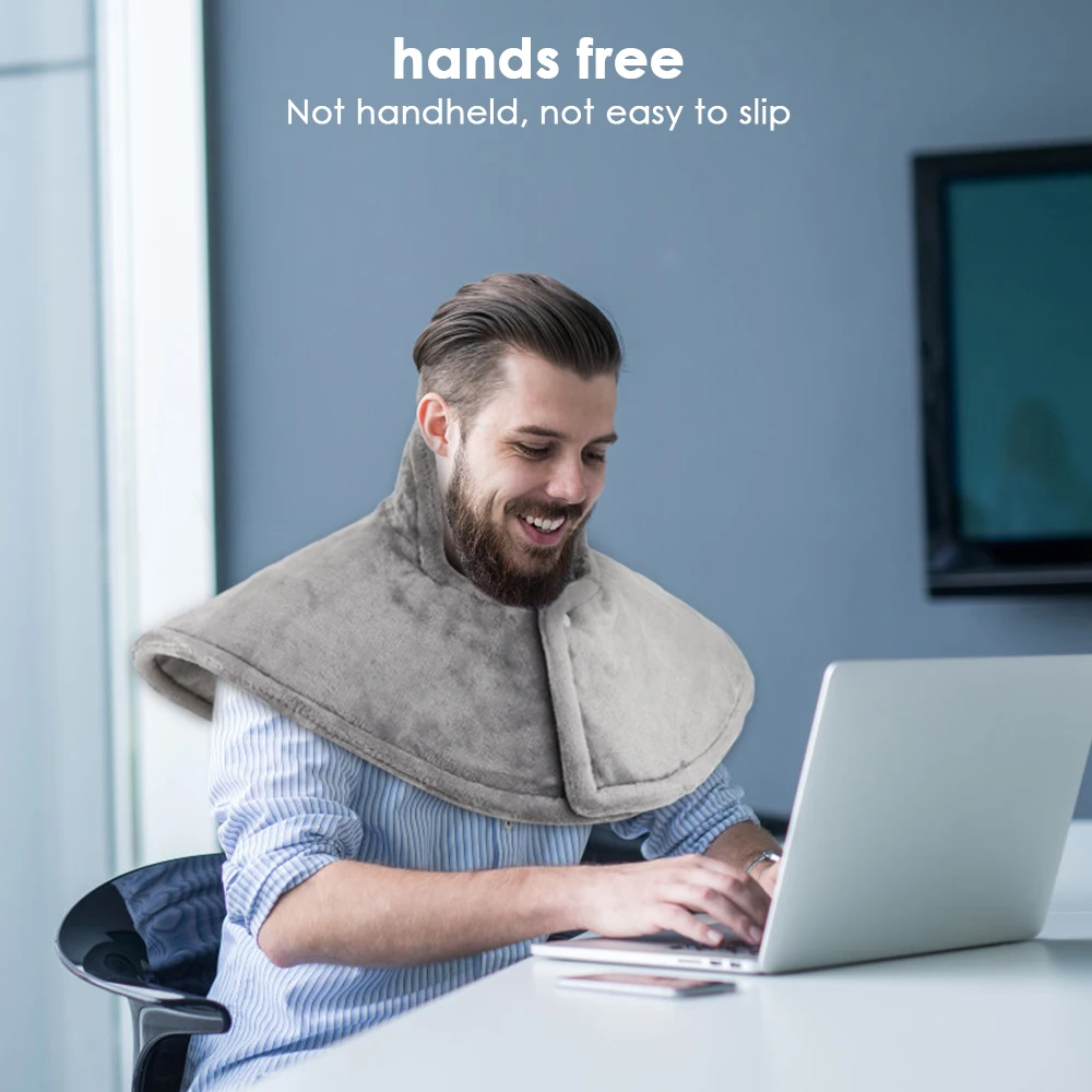 Heating Pad for Neck Shoulders, 9 Heat Levels 4 Timer USB Cervical Brace Wrap, Fast Warm Thermal Cape for Back Relieve Fatigue