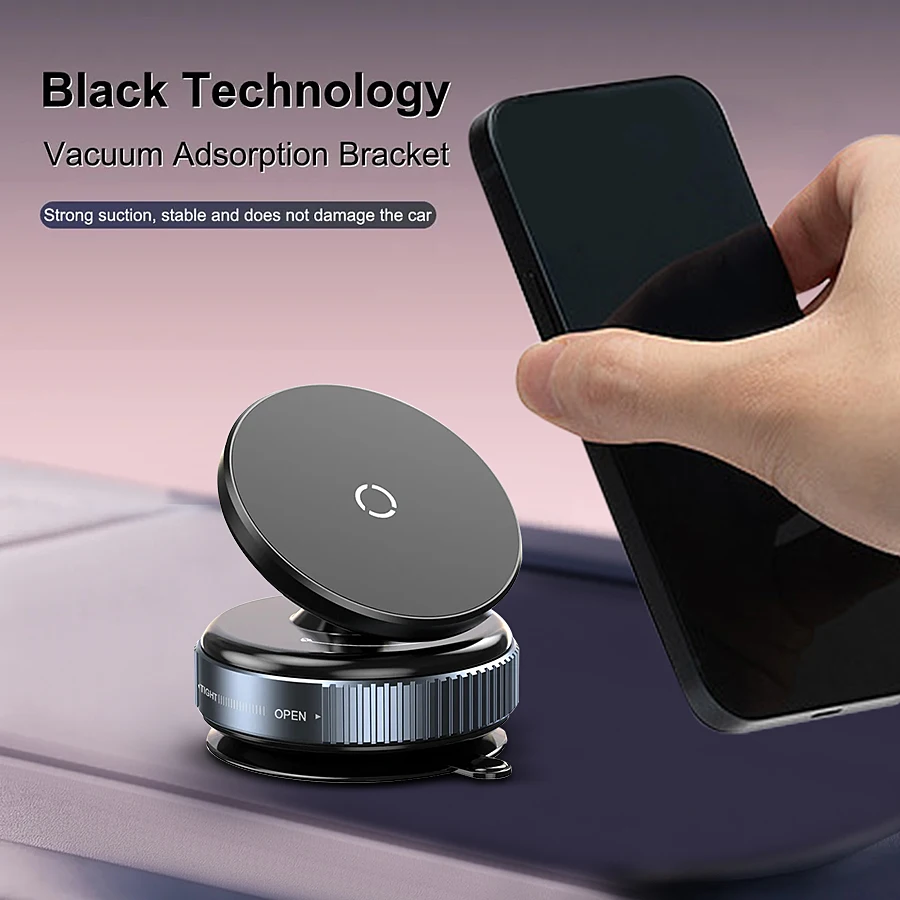 Support magnétique pour téléphone portable pour voiture, absorption sous vide 360 °   Support d'aspiration super fort à rotation pour smartphone Iphone12-16