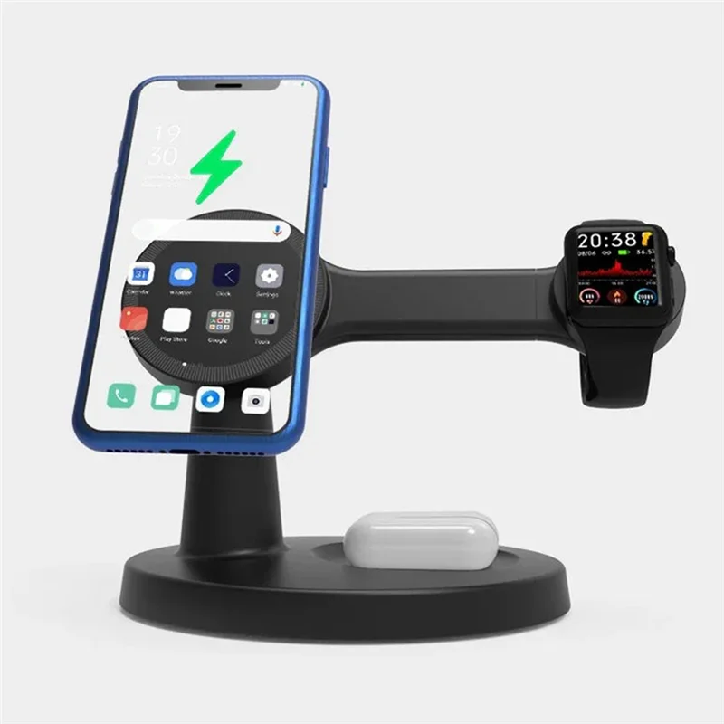 -BOFF 3 في 1 حامل شاحن لاسلكي مغناطيسي لهاتف آيفون 16 15 14 برو ماكس ساعة 9 8 برو محطة شحن سريعة