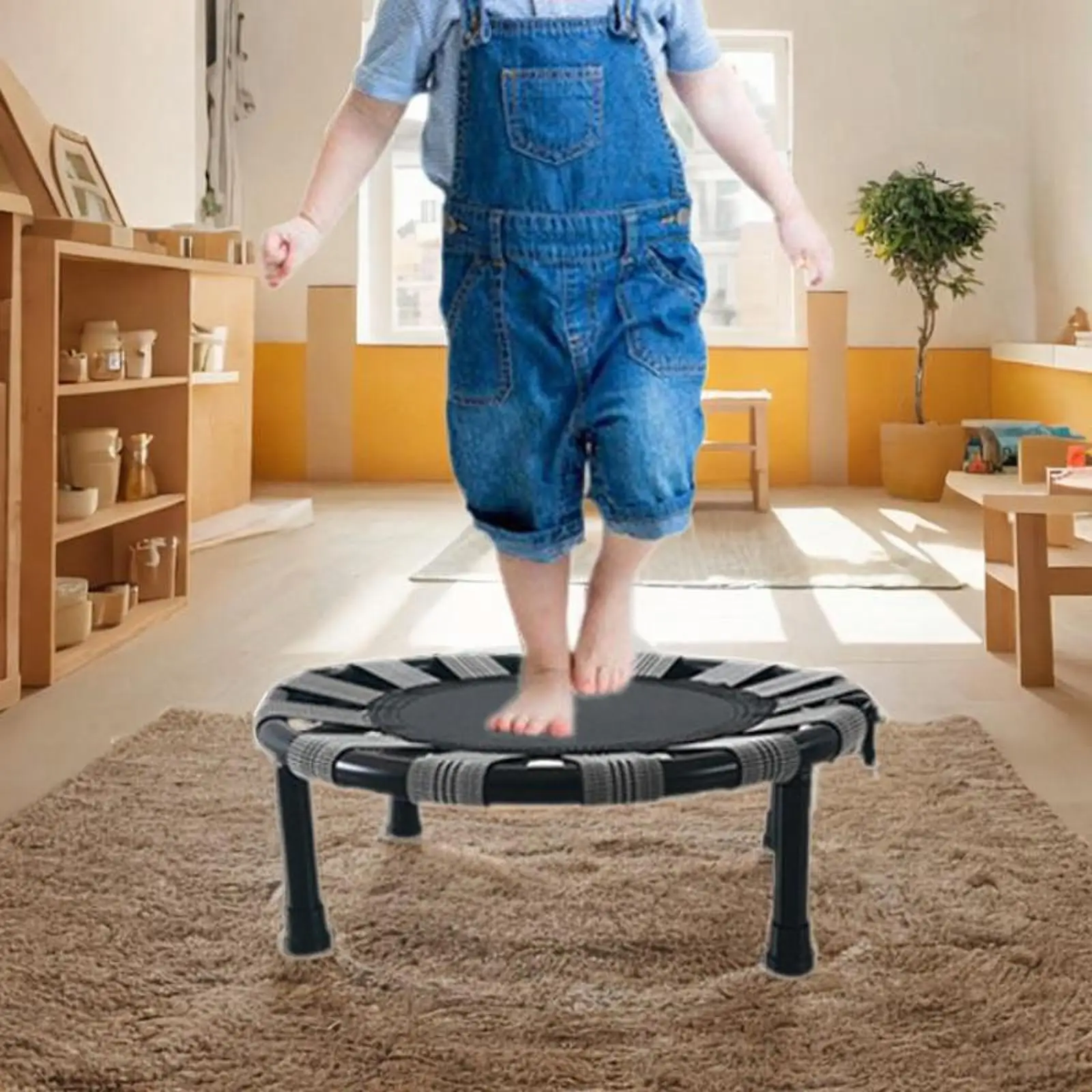 

Mini Trampoline Diameter 60cm Sturdy with Rubber Foot Pads Folding Trampoline