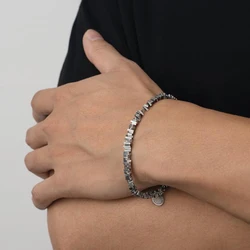 925 Sterling Silver Bracelet Adjustable Size Rope Chain Irregular Squares Bracelet for Men Party Simple Domineering Gift Jewelry
