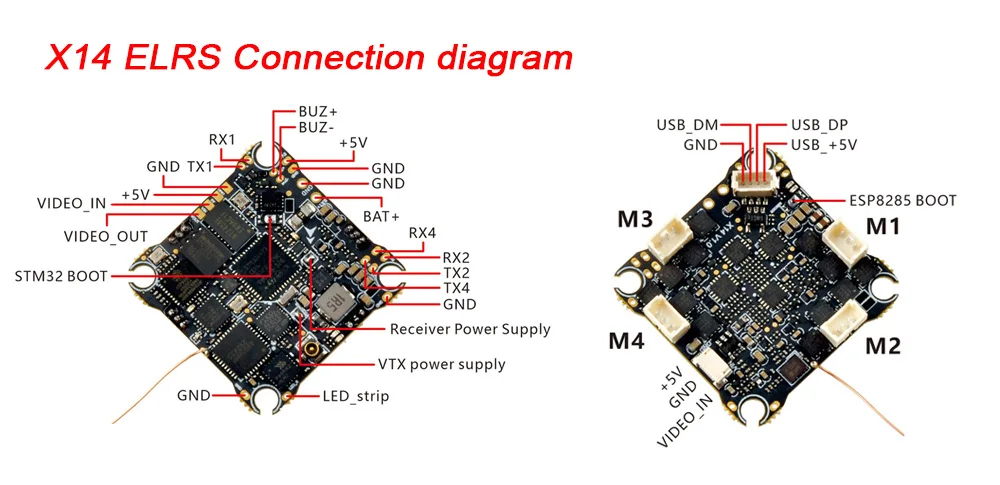 Happymodel X14 ELRS Flight Controller STM32G473 MCU 5,8 GHz 48 Kanal CM42688P Gyro mit 1200TVL Kamera für 75 mm 85 mm 2S Drohne – Detail 2
