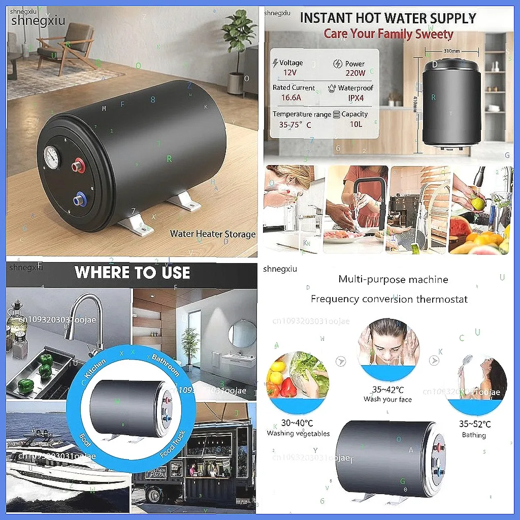 12V 200W Electric Instant Water Heater, Portable Hot Shower for RV Camping Kitchen Bathroom