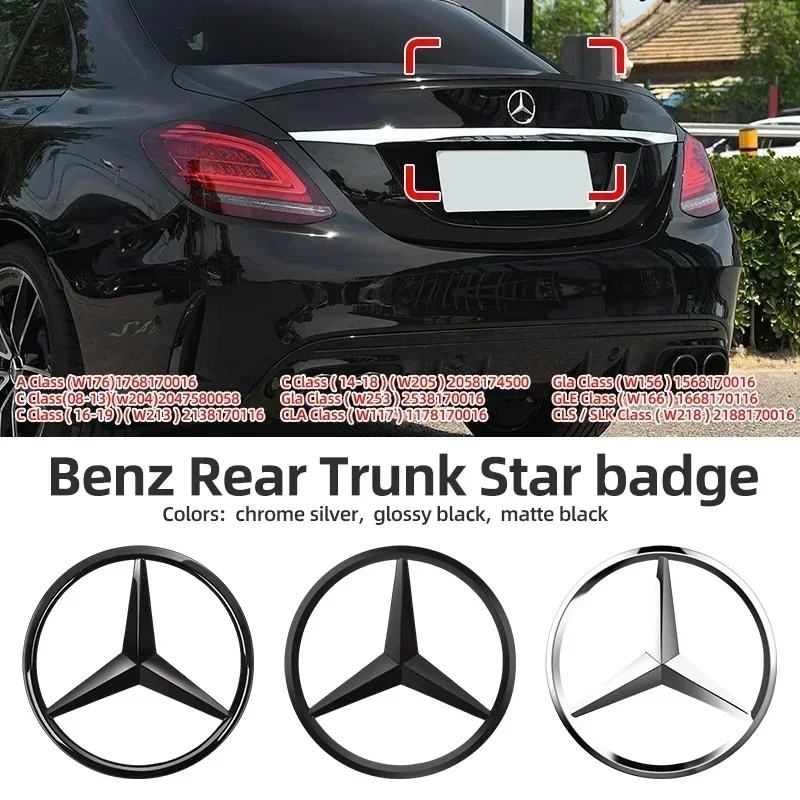 Star Trunk Emblem 3 Pins Rear Boot Badge Logo for Original A C E CLA GLC B Class W166 W176 W205 W204 W213 W218 W223 X253 W177