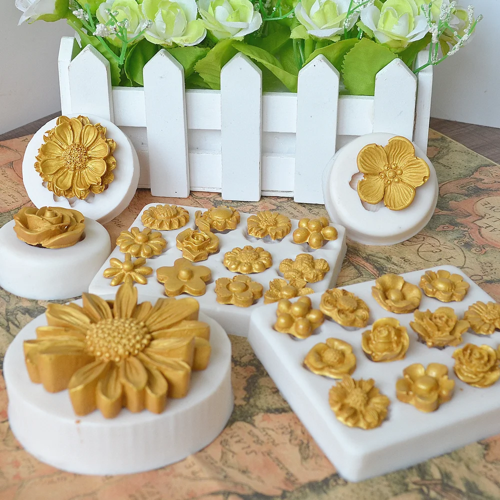 

Silicone Mold Making Rose Chrysanthemum Fondant Mold DIY Form Handmade Cake Decoration Candy Mold Silicone Mold Worker