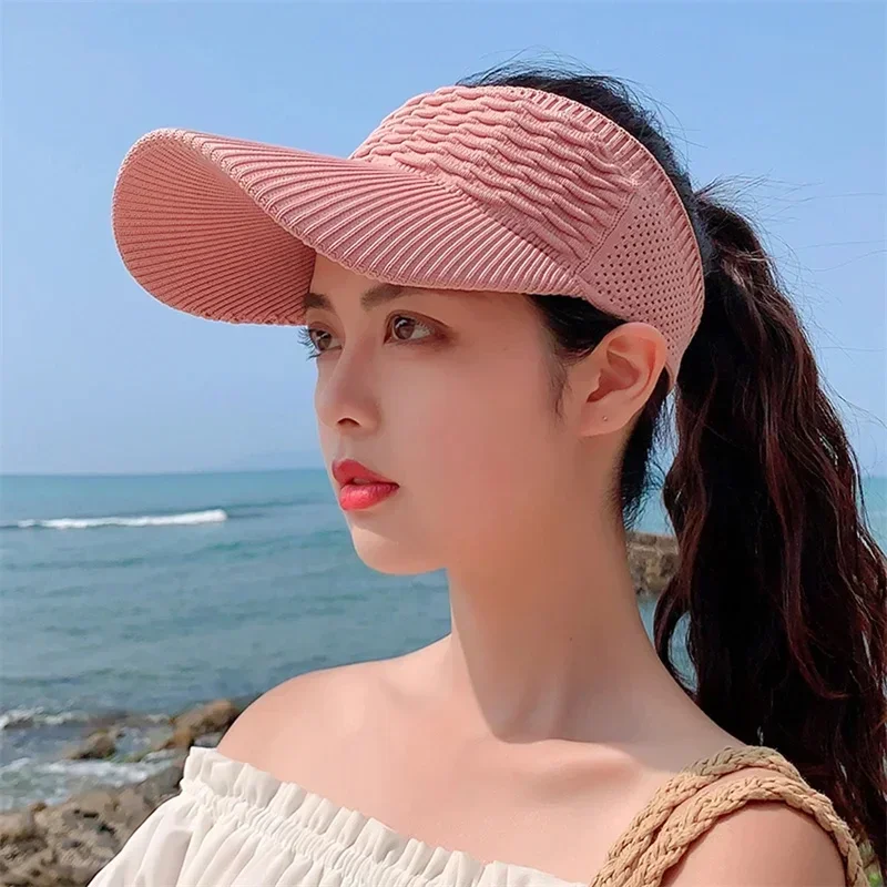 New Women Anti-UV Sun Hats Breathable Adjustable Empty Top Visor Caps for Men Tennis Golf Running Travel Beach Sport Outdoor Hat