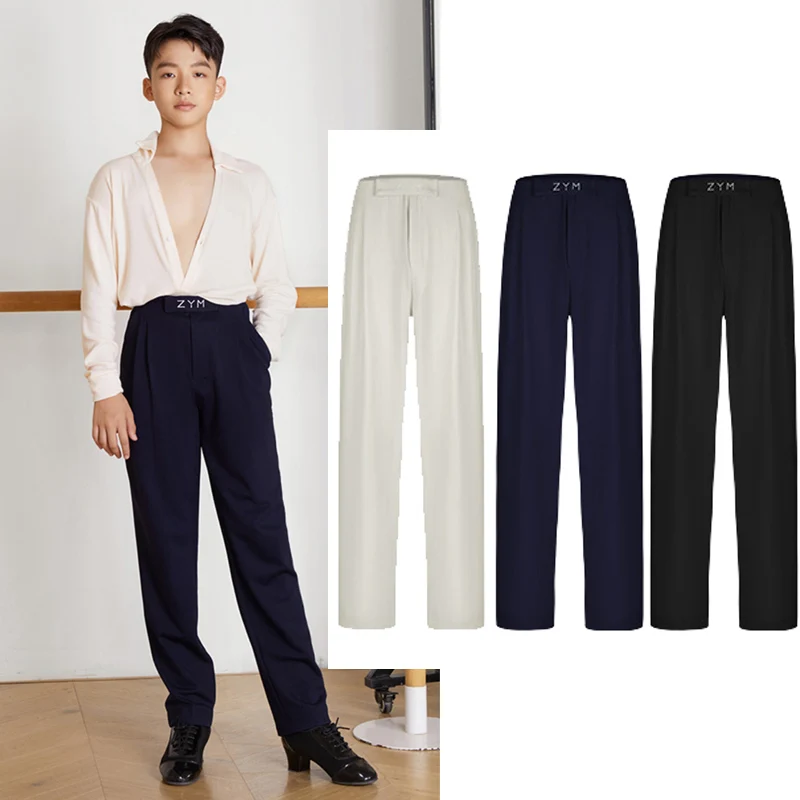 Boys Latin Dance Pants Retro Style High Waist Kids Latin Training Clothes Cha Cha Dance Ballroom Competition Trousers DNV15293
