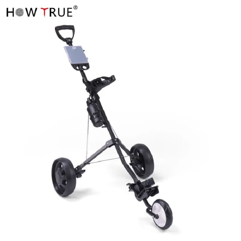 3 Wheel Golf Push Cart with water bottle Lightweight Folding Walking Push Cart