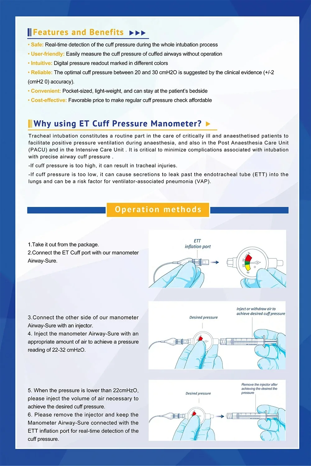 1pcs Endotracheal Intubation Balloon Pressure Gauge Saturation Detection Device Pet Animal Anesthesia Machine Accessories Clinic