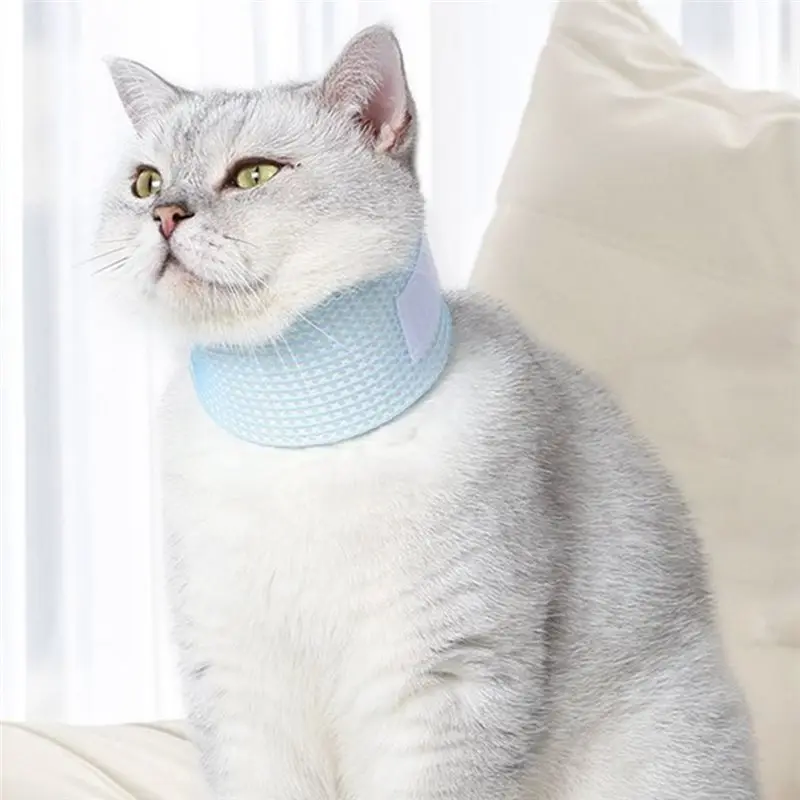 غطاء دعامة للرقبة على شكل قطة من AAAN - ياقة إليزابيث قابلة للتنفس وقابلة للتعديل لاستعادة ما بعد الجراحة ومضادة للخدش ومضادة لللعق #2