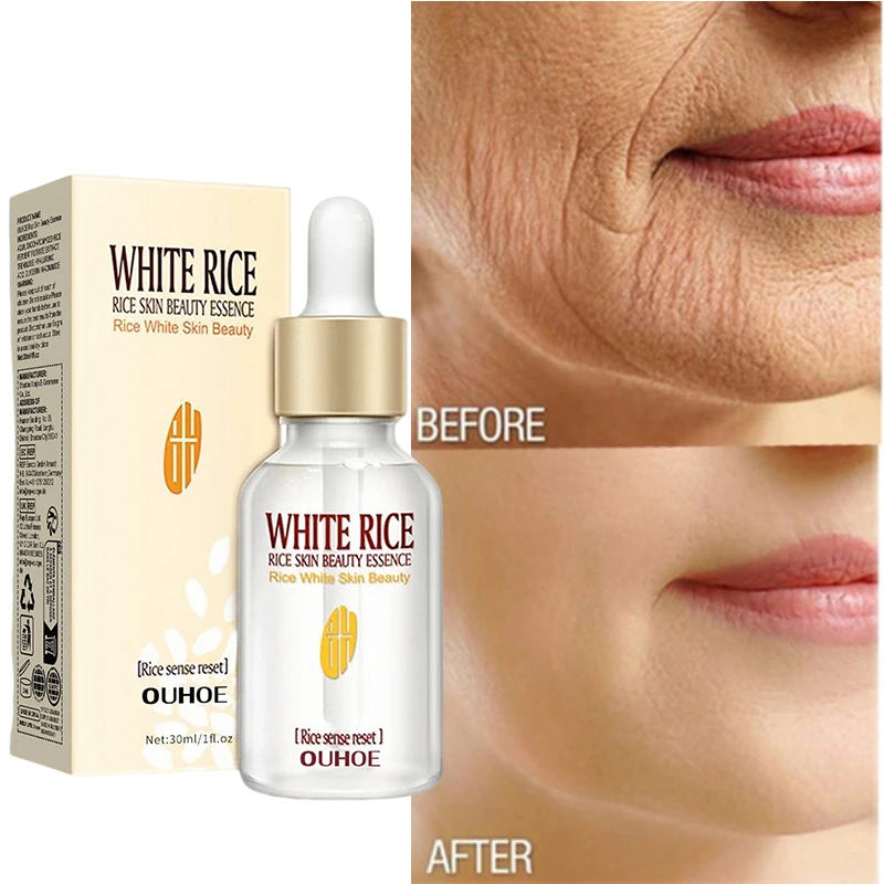 

White Rice Face Serum Shrink Pores Brightening Whitening Cream Anti Aging Wrinkles For Glowing Skin Firm Care Moisturizing 30ML