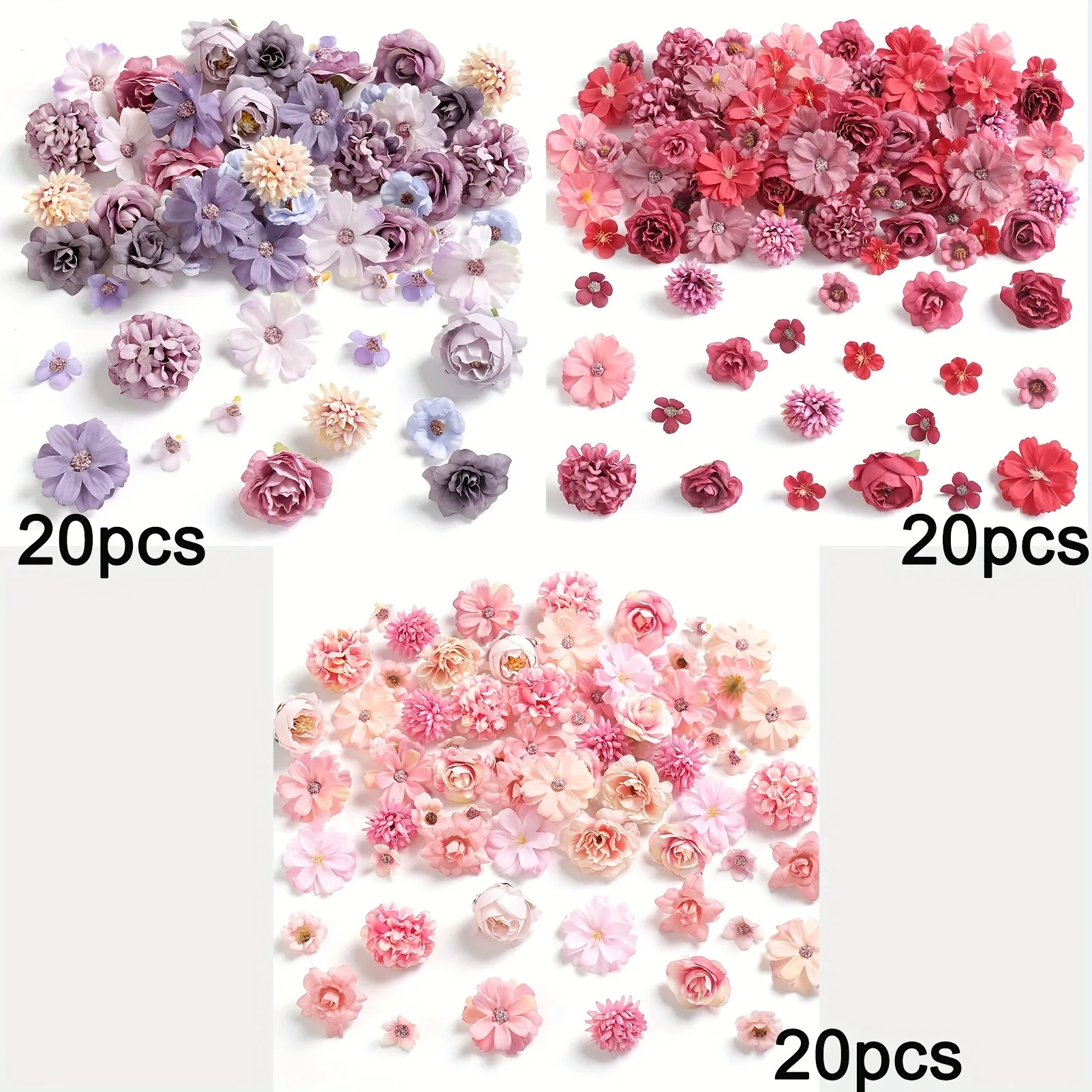 60 Stück künstliche Blumen Kopf Seide Rose gefälschte Blumen Home Decor Party Supplies Hochzeit Dekoration Handwerk Geschenke Kranz Zubehör – Detail 13