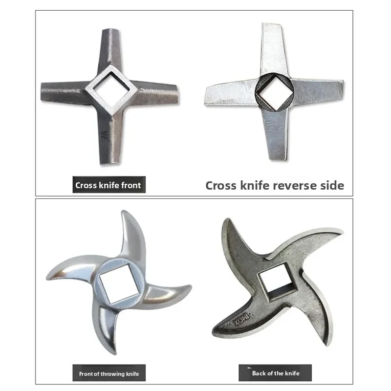 Universal Blade Assembly for Meat Grinder Blades (Models 42 and 52) Cross-shaped Blade with Turtle-Back Perforated Plate