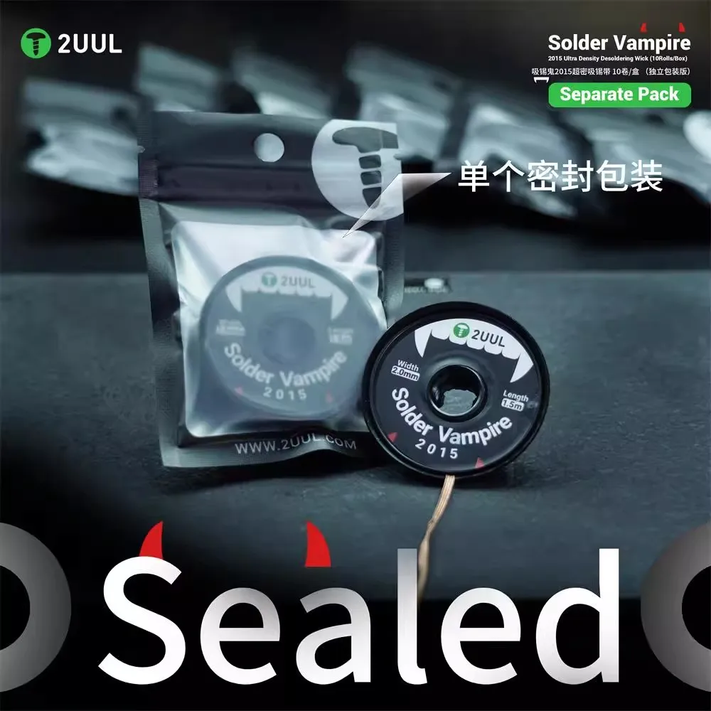

2UUL DW16 Ghost Ultra-Dense Desoldering Tape 10 Rolls for Mobile Phone Tablet Repair PCB Chip IC Soldering Desoldering Tool
