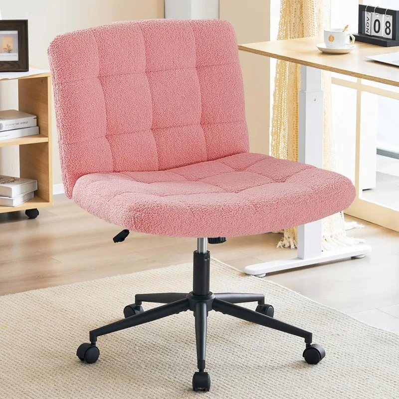 

Swivel Criss Cross Legged Chair with Wheels for Home Office, Wide Armless Desk Chair Height Adjustable Comfy Seat for