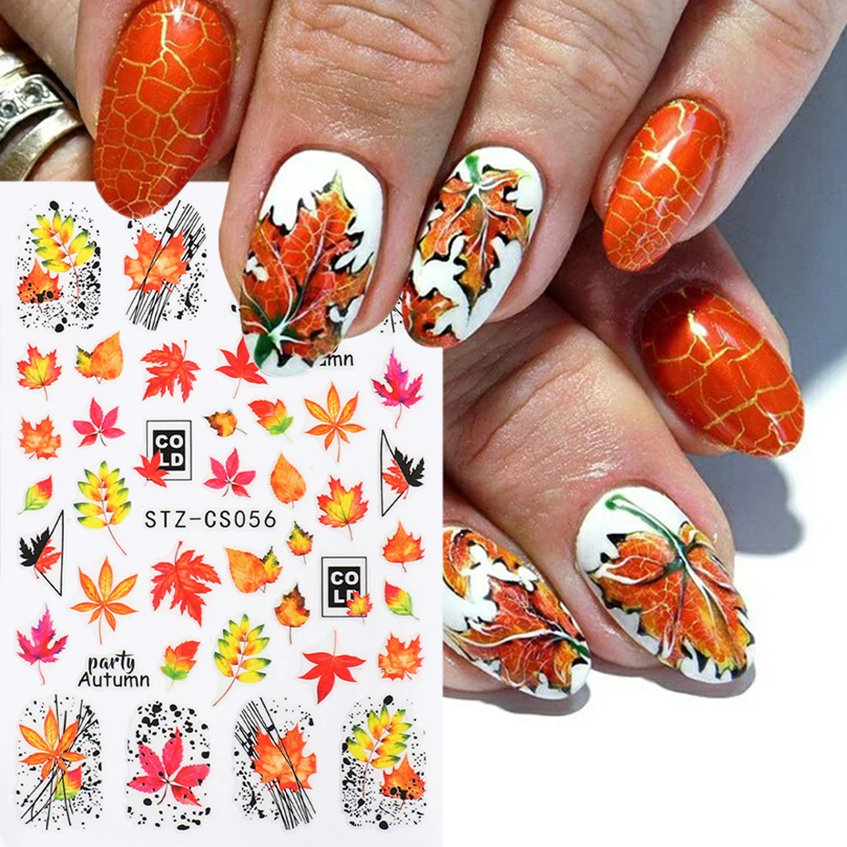 Cursori per foglie d'acero autunnali 3D per unghie Adesivi per unghie autoadesivi con lettere geometriche Foglia autunnale Splendidi ornamenti per unghie Fornitore