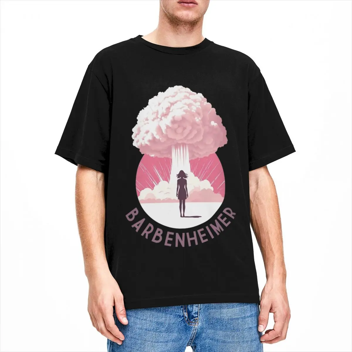 Barbenheimer Mushroom Cloud Shirt Stuff for Men Women 100% Cotton Fashion for Male Crew Neck Tees Short Sleeve Clothes Plus Size