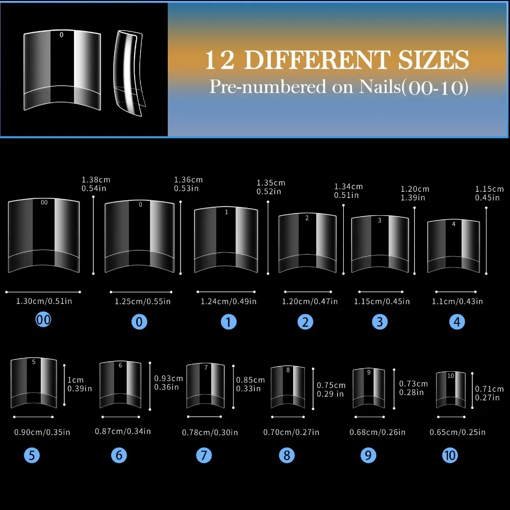 120/240pcs Transparent Nailpop Toe Nail Tips Acrylic Full Cover False Toenail Tips 12 Sizes Artificial Fake Toenail