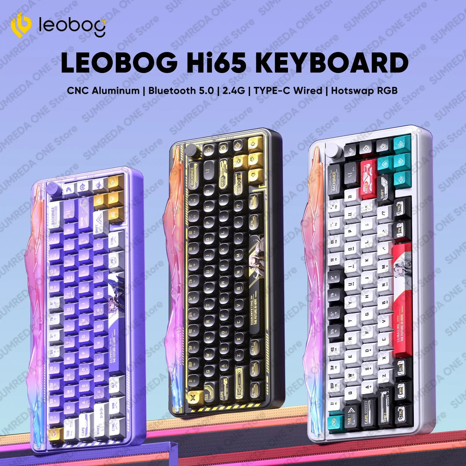 

LEOBOG HI65 Механическая клавиатура, алюминиевый корпус, трехрежимное соединение, индивидуальный зуммер с горячей заменой, бесплатная проводная игровая клавиатура «сделай сам», подарок