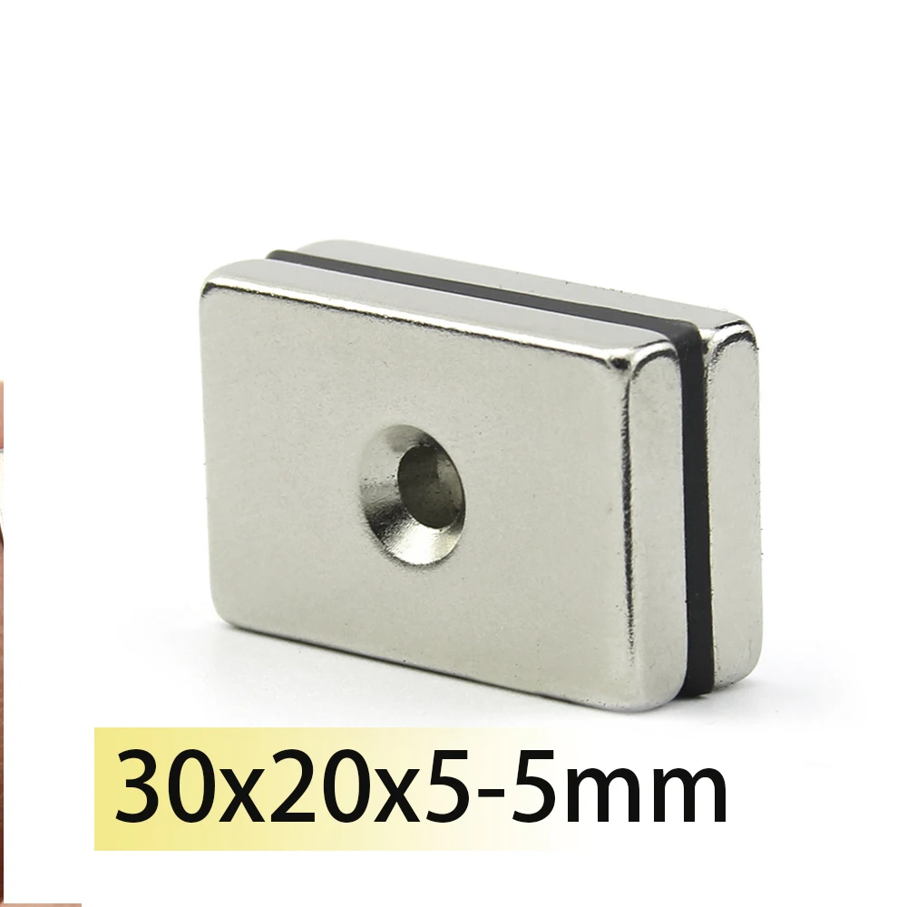 

30x20x5-5 N35 Block Magnets Two Hole Strip Single Holes 5 30x20x5 Double Hole Permanent Neodymium Magnet Powerful Tool