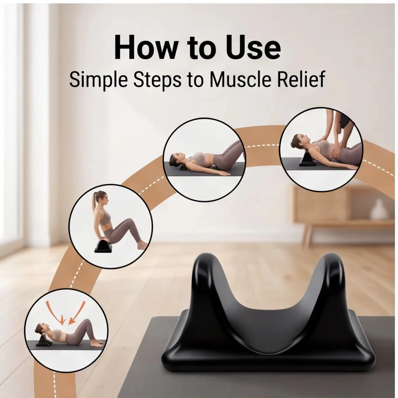 Psoas Muscle Release Deep Tissue Massage Tool Psoas Back Hip Flexor Release Tool Black Muscle Relaxing Massager for Gym Sports