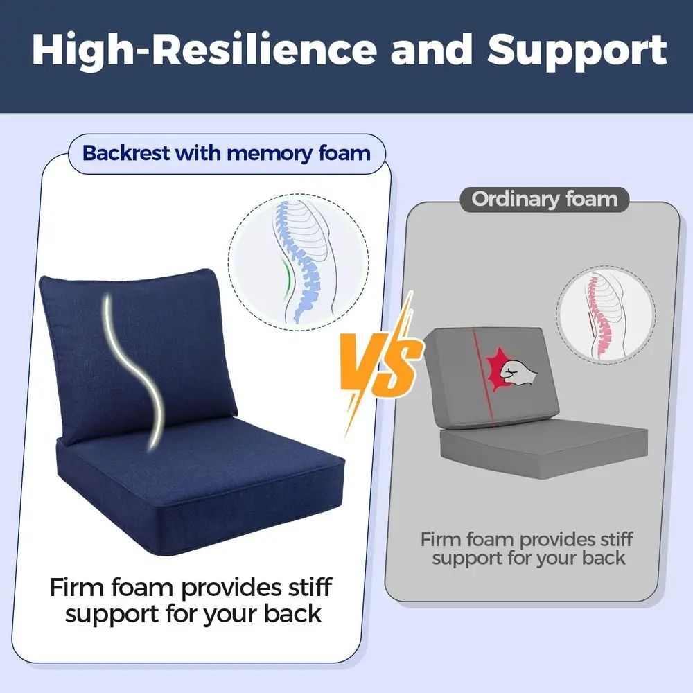 24 Set Bantal Kursi Luar Ruangan Tahan Air & Anti-UV untuk Kursi Patio, Sarung Dapat Dilepas