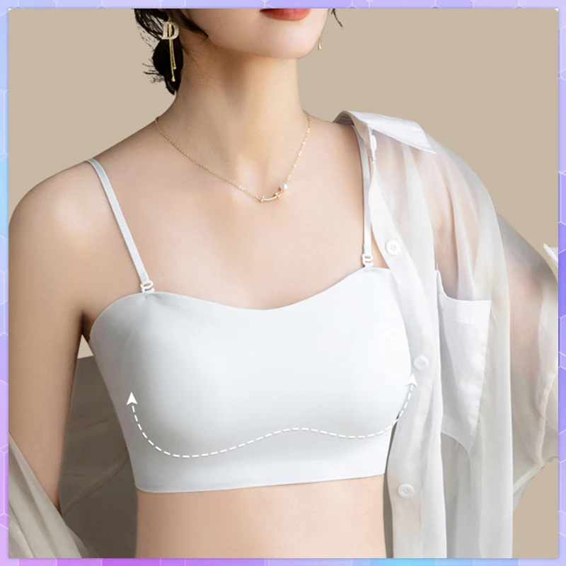 Summer Sexy Bras For Women Seamless Tube Tops Without Straps Invisible Bra Basic Crop Tank Top With Cups Female Strapless