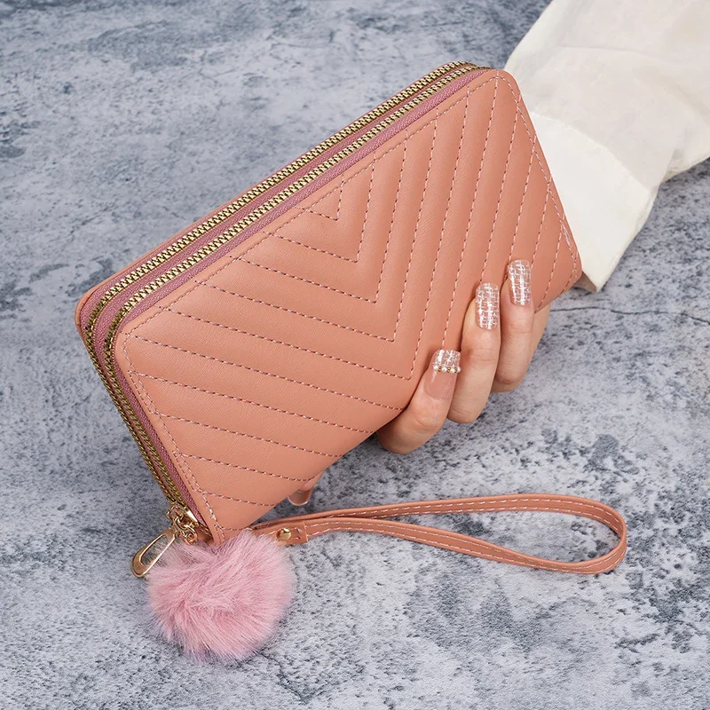 Cross-border ladies V embroidered long wallet 2024 Korean autumn and winter new large-capacity multi-card holding coin purse