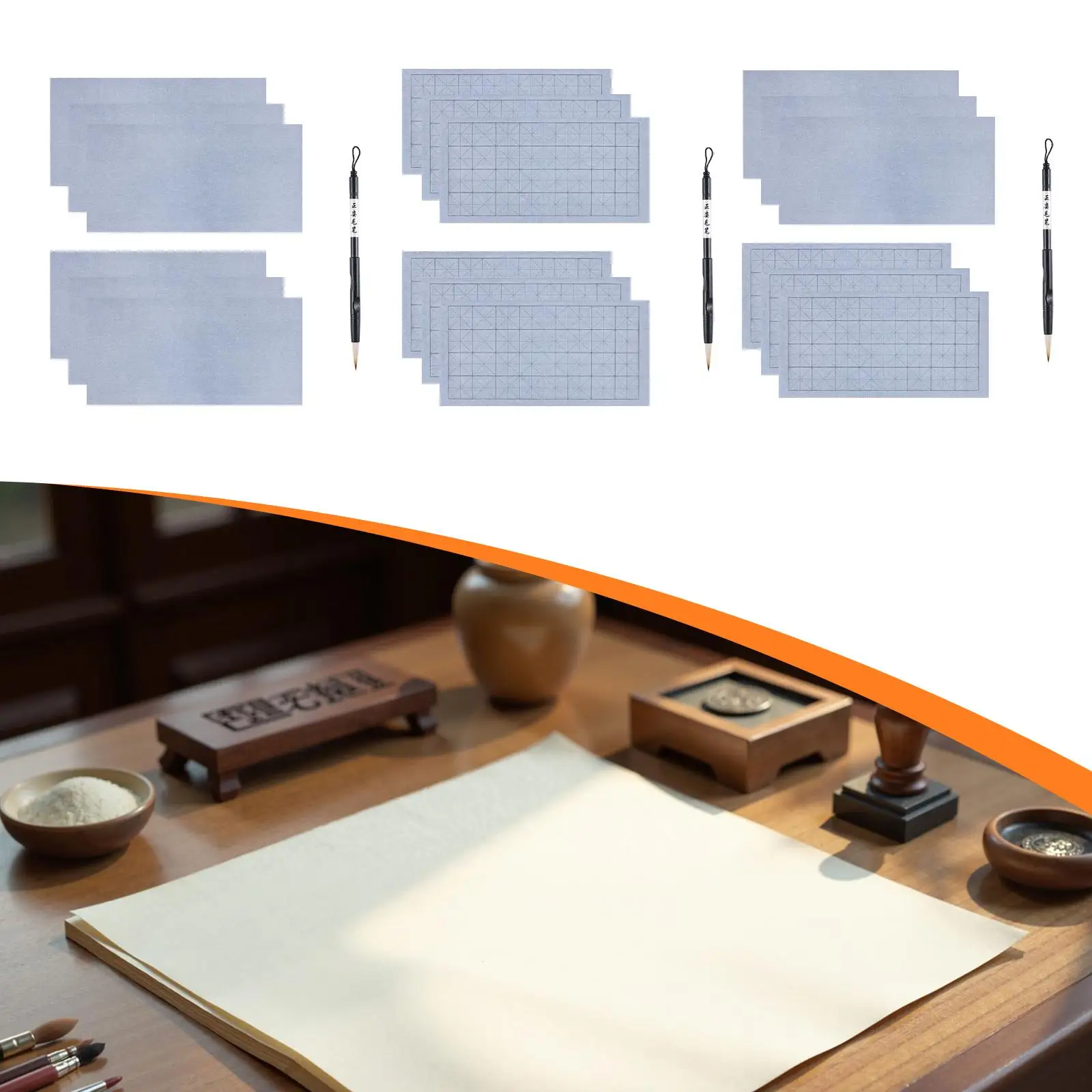 

6 шт. тканей для письма на воде, набор для китайской каллиграфии, инструмент для практики каллиграфии с кистью для любителей каллиграфии, мужчин, женщин