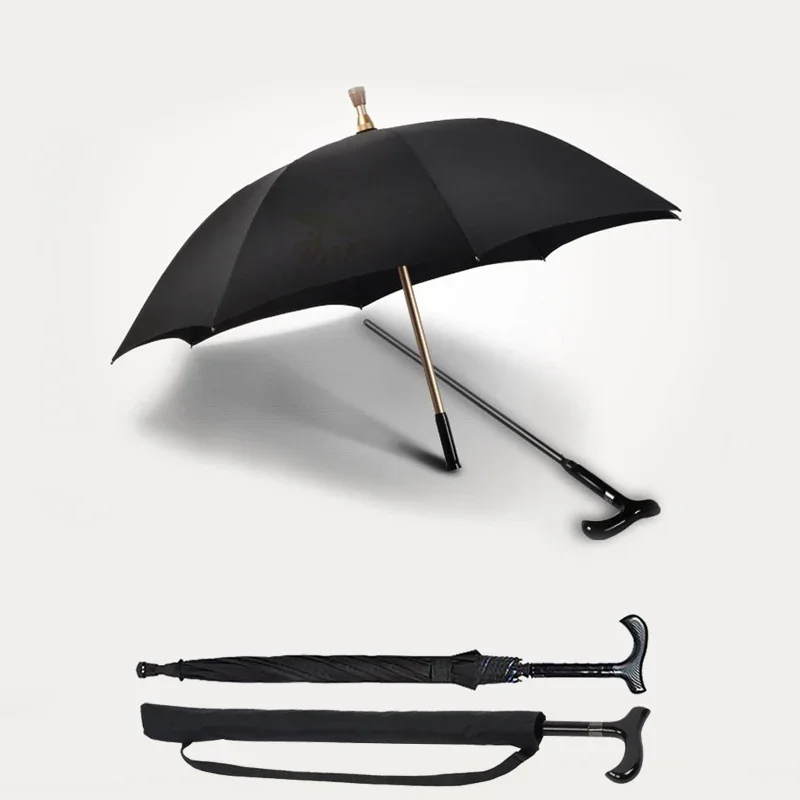 

High Quality Detachable Self-defense Climbing Alloy Parasol Fiberglass Anti-skidding Crutch Outdoor Self defense Umbrellas Gear