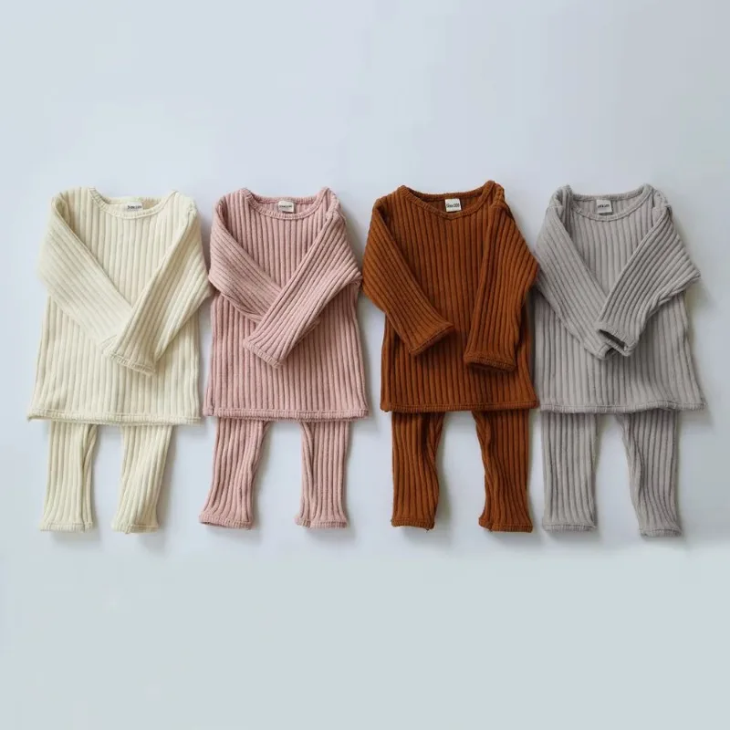 Baby Homewear Suits Autumn Winter Long Sleeve Top + Leggings 2Pcs Children Pajamas Kids Thermal Underwear