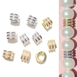 10pcs 8mm Square Zirconia Pave Wheel Rondelle Spacers Gold-Plated Beads for Women Bracelet Necklaces Jewelry Making Components