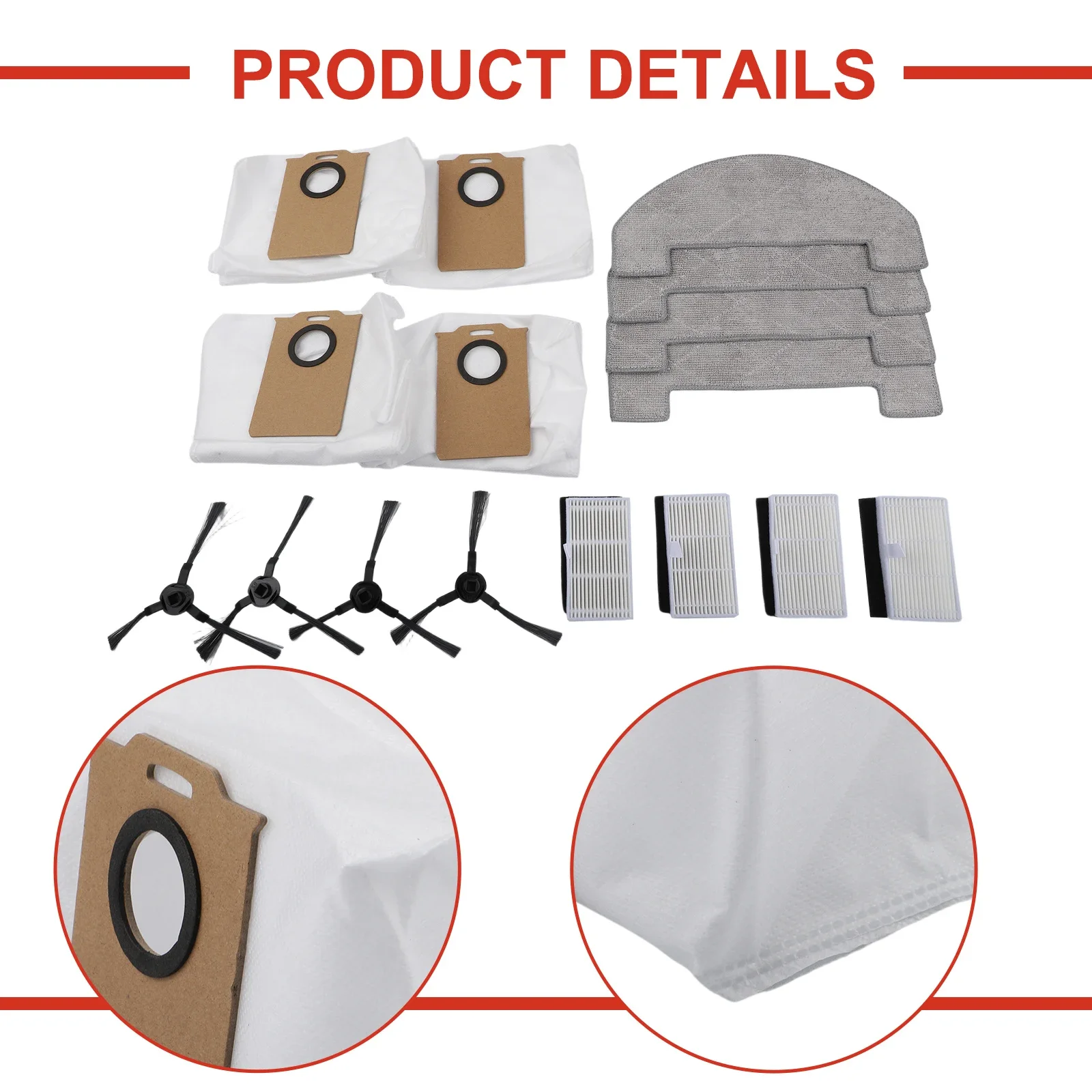 For uninell UR3 Robot Vacuum for Cleaning Kit with Side Brush for Filter Mop Cloth and Dust Bag to Keep Floors Clean and of Dust