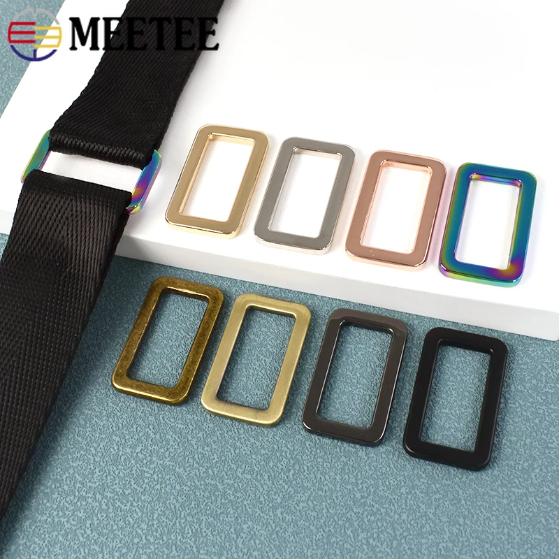 Meetee 10/30Pcs Rectangle Metal Ring Buckle Webbing Tape Clasps Backpack Belt Dog Collar Strap Clip Adjuster DIY Accessories