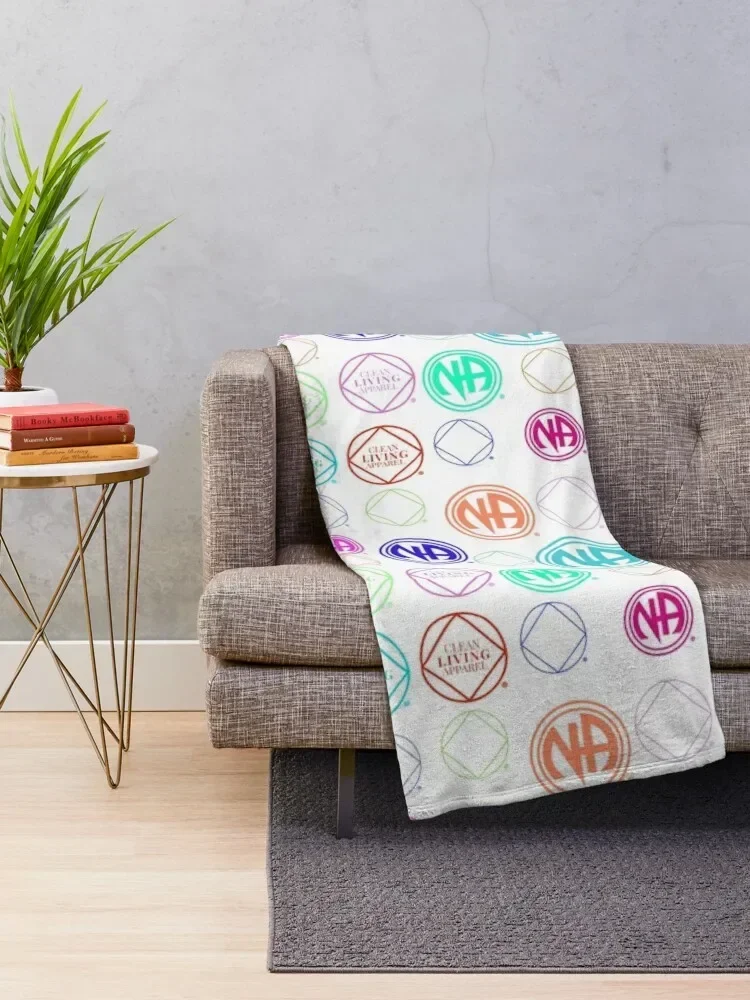 Colorful NA Symbols and Logos Narcotics Anonymous Gift Throw Blanket Cute For Sofa Thin For Decorative Sofa Retros Blankets