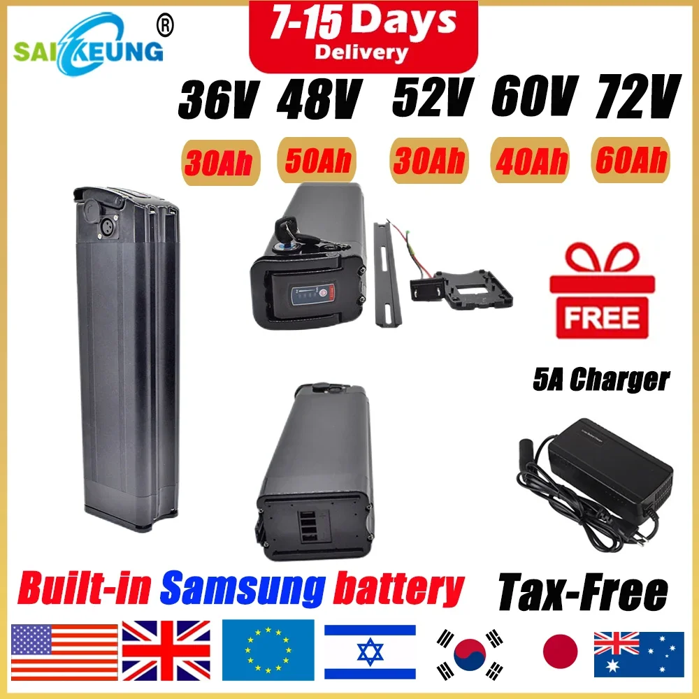 

48v 20 SilverFish Lithium Bike Battery Duotts S26 Battery 48 Volt Batterie Vélo 36v 13 Ah 52v 60v 72v Bike 30 40 50 60ah Battery