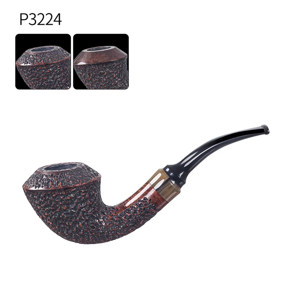 Bruyere Wood Flying Saucer Pipe For Tobacco 9mm Filter Flue Retro Gentleman Bent Handle Handmade Smoking Pipe With Accessory