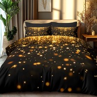 3pcs Black Golden Shiny 3D Print Bedding Set Cozy Comfortable Duvet Cover King Queen Twin Size Birthday Gift Bedroom Decoration