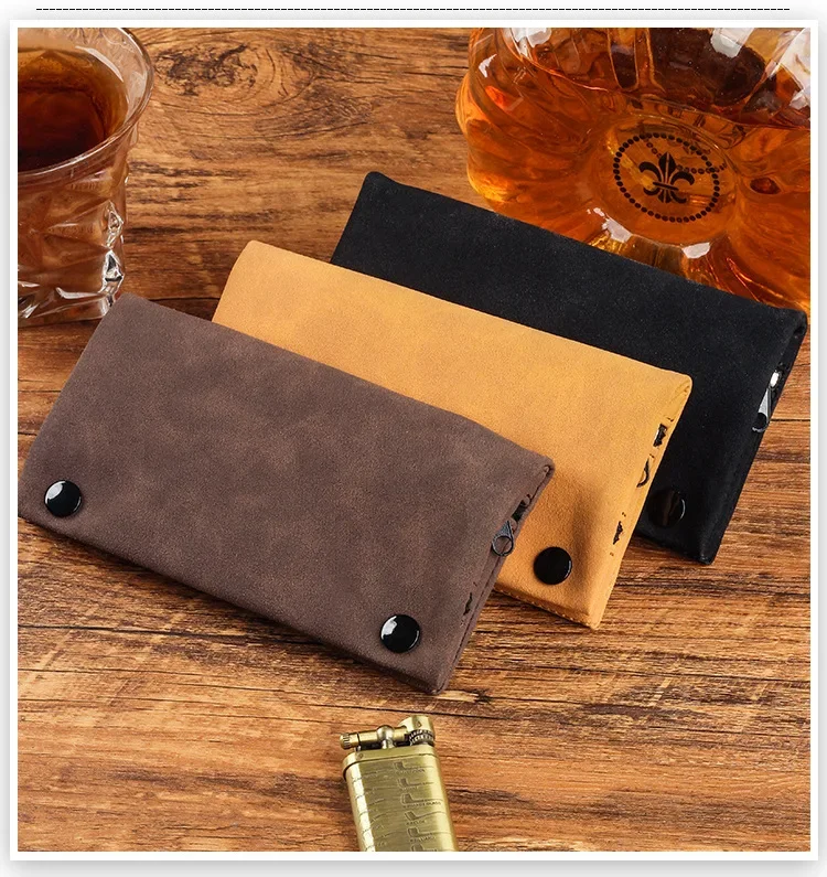 Handgefertigter Leder-Tabakbeutel, Etui, Tasche, Raucherpapierhalter, Etui, Geldbörse, multifunktionale, faltbare Tabakaufbewahrungstasche – Detail 10