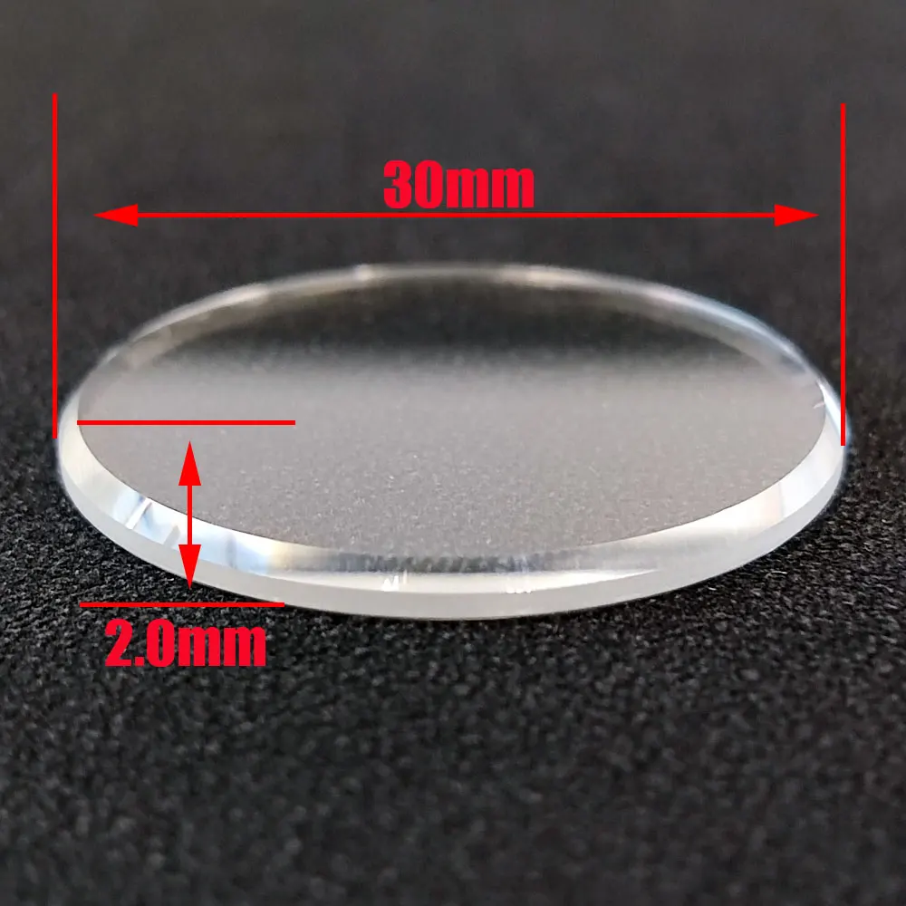 30x2.0mm Flat Watch Crystal Transparent No AR Coating Big Chamfer Mineral Glass Mod Parts Replacement Accessories