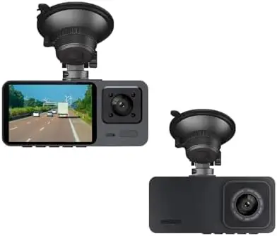 

Dash Cam Front & Interior - 140° Wide Angle, Night Vision, WDR, G-Sensor, Audio Recording, Plug & Play