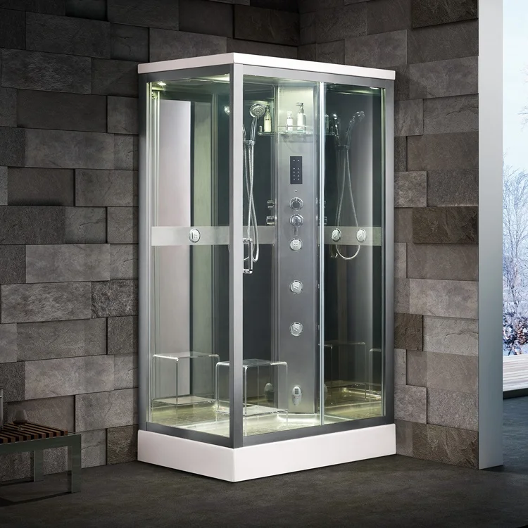 Bathroom Indoor Steam Sauna Room Combined Lighting Bath Rain Shower Kit Cabin Glass Enclosed