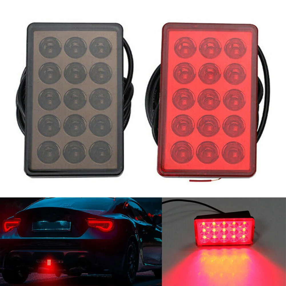 Car LED 3rd Brake Light F1 Style 15 LED Rear 3rd Third Strobe Flashing Tail Brake Stop Light Red/black Universal Car Accessories