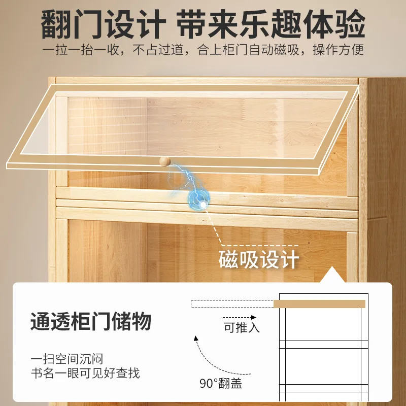 AOLIVIYA Solid Wood Display Bookcase Desk Bookshelf Library Cabinet Floor Locker Storage Shelf