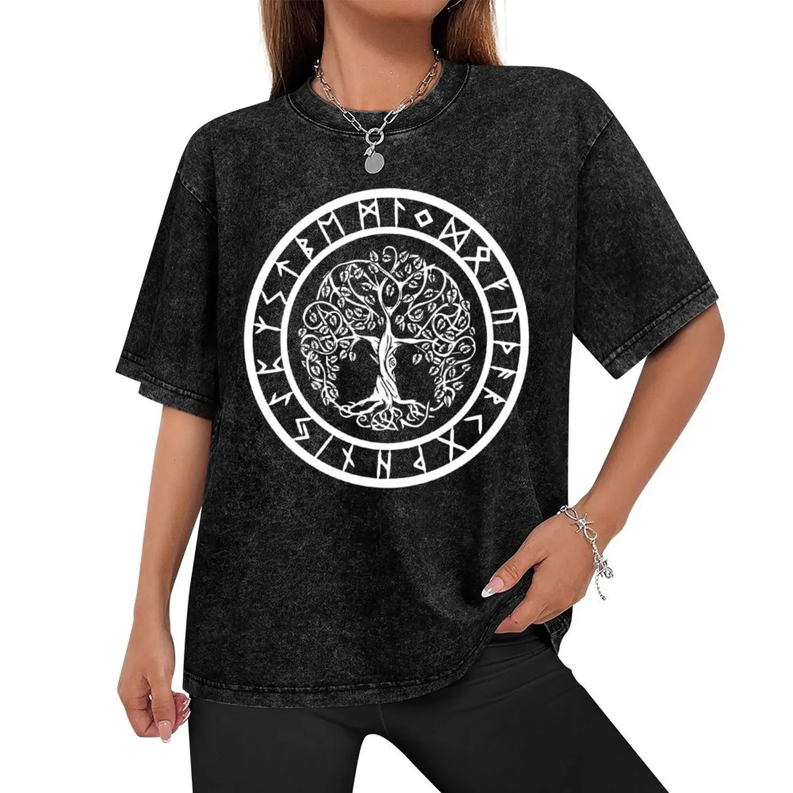 Yggdrasil Tree of Life Rune Circle T-Shirt quick drying street wear man clothes sweat shirts, men